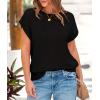 imagePRETTYGARDEN Womens Summer Tops 2025 Spring Sweater Pullover Crochet Hollow Out Cap Sleeve Crew Neck Knit Beach Cover UpsBlack