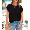 imagePRETTYGARDEN Womens Summer Tops 2025 Spring Sweater Pullover Crochet Hollow Out Cap Sleeve Crew Neck Knit Beach Cover UpsBlack