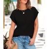 imagePRETTYGARDEN Womens Summer Tops 2025 Spring Sweater Pullover Crochet Hollow Out Cap Sleeve Crew Neck Knit Beach Cover UpsBlack