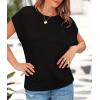 imagePRETTYGARDEN Womens Summer Tops 2025 Spring Sweater Pullover Crochet Hollow Out Cap Sleeve Crew Neck Knit Beach Cover UpsBlack