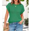 imagePRETTYGARDEN Womens Summer Tops 2025 Spring Sweater Pullover Crochet Hollow Out Cap Sleeve Crew Neck Knit Beach Cover UpsGreen