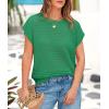imagePRETTYGARDEN Womens Summer Tops 2025 Spring Sweater Pullover Crochet Hollow Out Cap Sleeve Crew Neck Knit Beach Cover UpsGreen