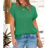imagePRETTYGARDEN Womens Summer Tops 2025 Spring Sweater Pullover Crochet Hollow Out Cap Sleeve Crew Neck Knit Beach Cover UpsGreen