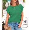 imagePRETTYGARDEN Womens Summer Tops 2025 Spring Sweater Pullover Crochet Hollow Out Cap Sleeve Crew Neck Knit Beach Cover UpsGreen