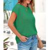 imagePRETTYGARDEN Womens Summer Tops 2025 Spring Sweater Pullover Crochet Hollow Out Cap Sleeve Crew Neck Knit Beach Cover UpsGreen