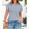imagePRETTYGARDEN Womens Summer Tops 2025 Spring Sweater Pullover Crochet Hollow Out Cap Sleeve Crew Neck Knit Beach Cover UpsLight Blue