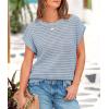 imagePRETTYGARDEN Womens Summer Tops 2025 Spring Sweater Pullover Crochet Hollow Out Cap Sleeve Crew Neck Knit Beach Cover UpsLight Blue