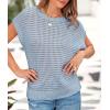 imagePRETTYGARDEN Womens Summer Tops 2025 Spring Sweater Pullover Crochet Hollow Out Cap Sleeve Crew Neck Knit Beach Cover UpsLight Blue