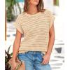 imagePRETTYGARDEN Womens Summer Tops 2025 Spring Sweater Pullover Crochet Hollow Out Cap Sleeve Crew Neck Knit Beach Cover UpsLight Khaki