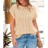 imagePRETTYGARDEN Womens Summer Tops 2025 Spring Sweater Pullover Crochet Hollow Out Cap Sleeve Crew Neck Knit Beach Cover UpsLight Khaki