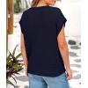 imagePRETTYGARDEN Womens Summer Tops 2025 Spring Sweater Pullover Crochet Hollow Out Cap Sleeve Crew Neck Knit Beach Cover UpsNavy