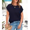 imagePRETTYGARDEN Womens Summer Tops 2025 Spring Sweater Pullover Crochet Hollow Out Cap Sleeve Crew Neck Knit Beach Cover UpsNavy