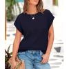 imagePRETTYGARDEN Womens Summer Tops 2025 Spring Sweater Pullover Crochet Hollow Out Cap Sleeve Crew Neck Knit Beach Cover UpsNavy