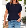 imagePRETTYGARDEN Womens Summer Tops 2025 Spring Sweater Pullover Crochet Hollow Out Cap Sleeve Crew Neck Knit Beach Cover UpsNavy