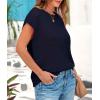 imagePRETTYGARDEN Womens Summer Tops 2025 Spring Sweater Pullover Crochet Hollow Out Cap Sleeve Crew Neck Knit Beach Cover UpsNavy