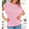 imagePRETTYGARDEN Womens Summer Tops 2025 Spring Sweater Pullover Crochet Hollow Out Cap Sleeve Crew Neck Knit Beach Cover UpsPink