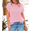 imagePRETTYGARDEN Womens Summer Tops 2025 Spring Sweater Pullover Crochet Hollow Out Cap Sleeve Crew Neck Knit Beach Cover UpsPink