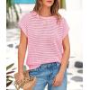imagePRETTYGARDEN Womens Summer Tops 2025 Spring Sweater Pullover Crochet Hollow Out Cap Sleeve Crew Neck Knit Beach Cover UpsPink