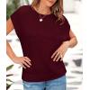 imagePRETTYGARDEN Womens Summer Tops 2025 Spring Sweater Pullover Crochet Hollow Out Cap Sleeve Crew Neck Knit Beach Cover UpsWine Red
