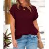 imagePRETTYGARDEN Womens Summer Tops 2025 Spring Sweater Pullover Crochet Hollow Out Cap Sleeve Crew Neck Knit Beach Cover UpsWine Red