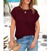 imagePRETTYGARDEN Womens Summer Tops 2025 Spring Sweater Pullover Crochet Hollow Out Cap Sleeve Crew Neck Knit Beach Cover UpsWine Red