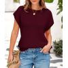 imagePRETTYGARDEN Womens Summer Tops 2025 Spring Sweater Pullover Crochet Hollow Out Cap Sleeve Crew Neck Knit Beach Cover UpsWine Red
