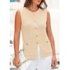 imagePRETTYGARDEN Womens Sweater Vests 2025 Spring Summer Trendy Sleeveless Tank Tops Knit Button Down Cardigan WaistcoatApricot