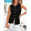imagePRETTYGARDEN Womens Sweater Vests 2025 Spring Summer Trendy Sleeveless Tank Tops Knit Button Down Cardigan WaistcoatBlack