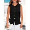 imagePRETTYGARDEN Womens Sweater Vests 2025 Spring Summer Trendy Sleeveless Tank Tops Knit Button Down Cardigan WaistcoatBlack