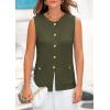 imagePRETTYGARDEN Womens Sweater Vests 2025 Spring Summer Trendy Sleeveless Tank Tops Knit Button Down Cardigan WaistcoatGreen