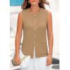 imagePRETTYGARDEN Womens Sweater Vests 2025 Spring Summer Trendy Sleeveless Tank Tops Knit Button Down Cardigan WaistcoatKhaki