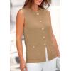 imagePRETTYGARDEN Womens Sweater Vests 2025 Spring Summer Trendy Sleeveless Tank Tops Knit Button Down Cardigan WaistcoatKhaki