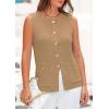 imagePRETTYGARDEN Womens Sweater Vests 2025 Spring Summer Trendy Sleeveless Tank Tops Knit Button Down Cardigan WaistcoatKhaki
