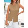 imagePRETTYGARDEN Womens Sweater Vests 2025 Spring Summer Trendy Sleeveless Tank Tops Knit Button Down Cardigan WaistcoatKhaki