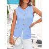 imagePRETTYGARDEN Womens Sweater Vests 2025 Spring Summer Trendy Sleeveless Tank Tops Knit Button Down Cardigan WaistcoatLight Blue