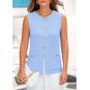 imagePRETTYGARDEN Womens Sweater Vests 2025 Spring Summer Trendy Sleeveless Tank Tops Knit Button Down Cardigan WaistcoatLight Blue