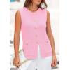 imagePRETTYGARDEN Womens Sweater Vests 2025 Spring Summer Trendy Sleeveless Tank Tops Knit Button Down Cardigan WaistcoatLight Pink