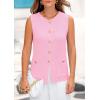 imagePRETTYGARDEN Womens Sweater Vests 2025 Spring Summer Trendy Sleeveless Tank Tops Knit Button Down Cardigan WaistcoatLight Pink