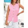 imagePRETTYGARDEN Womens Sweater Vests 2025 Spring Summer Trendy Sleeveless Tank Tops Knit Button Down Cardigan WaistcoatLight Pink