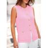 imagePRETTYGARDEN Womens Sweater Vests 2025 Spring Summer Trendy Sleeveless Tank Tops Knit Button Down Cardigan WaistcoatLight Pink