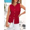 imagePRETTYGARDEN Womens Sweater Vests 2025 Spring Summer Trendy Sleeveless Tank Tops Knit Button Down Cardigan WaistcoatRed