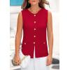 imagePRETTYGARDEN Womens Sweater Vests 2025 Spring Summer Trendy Sleeveless Tank Tops Knit Button Down Cardigan WaistcoatRed
