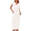 imagePRETTYGARDEN Womens 2025 Summer Casual Maxi Dresses Ribbed Knit Sleeveless V Neck 2 Piece Outfits with Slip Under DressWhite