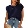 imagePRETTYGARDEN Womens Summer Tops 2025 Spring Sweater Pullover Crochet Hollow Out Cap Sleeve Crew Neck Knit Beach Cover UpsNavy