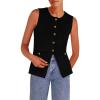 imagePRETTYGARDEN Womens Sweater Vests 2025 Spring Summer Trendy Sleeveless Tank Tops Knit Button Down Cardigan WaistcoatBlack