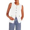 imagePRETTYGARDEN Womens Sweater Vests 2025 Spring Summer Trendy Sleeveless Tank Tops Knit Button Down Cardigan WaistcoatWhite