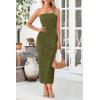 imagePRETTYGARDEN Womens 2025 Spring Maxi Dress Textured Bodycon Tube Off Shoulder Strapless Back Slit Long Party DressesArmy Green