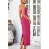 imagePRETTYGARDEN Womens 2025 Spring Maxi Dress Textured Bodycon Tube Off Shoulder Strapless Back Slit Long Party DressesRose Red
