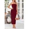 imagePRETTYGARDEN Womens 2025 Spring Maxi Dress Textured Bodycon Tube Off Shoulder Strapless Back Slit Long Party DressesWine Red