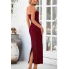 imagePRETTYGARDEN Womens 2025 Spring Maxi Dress Textured Bodycon Tube Off Shoulder Strapless Back Slit Long Party DressesWine Red